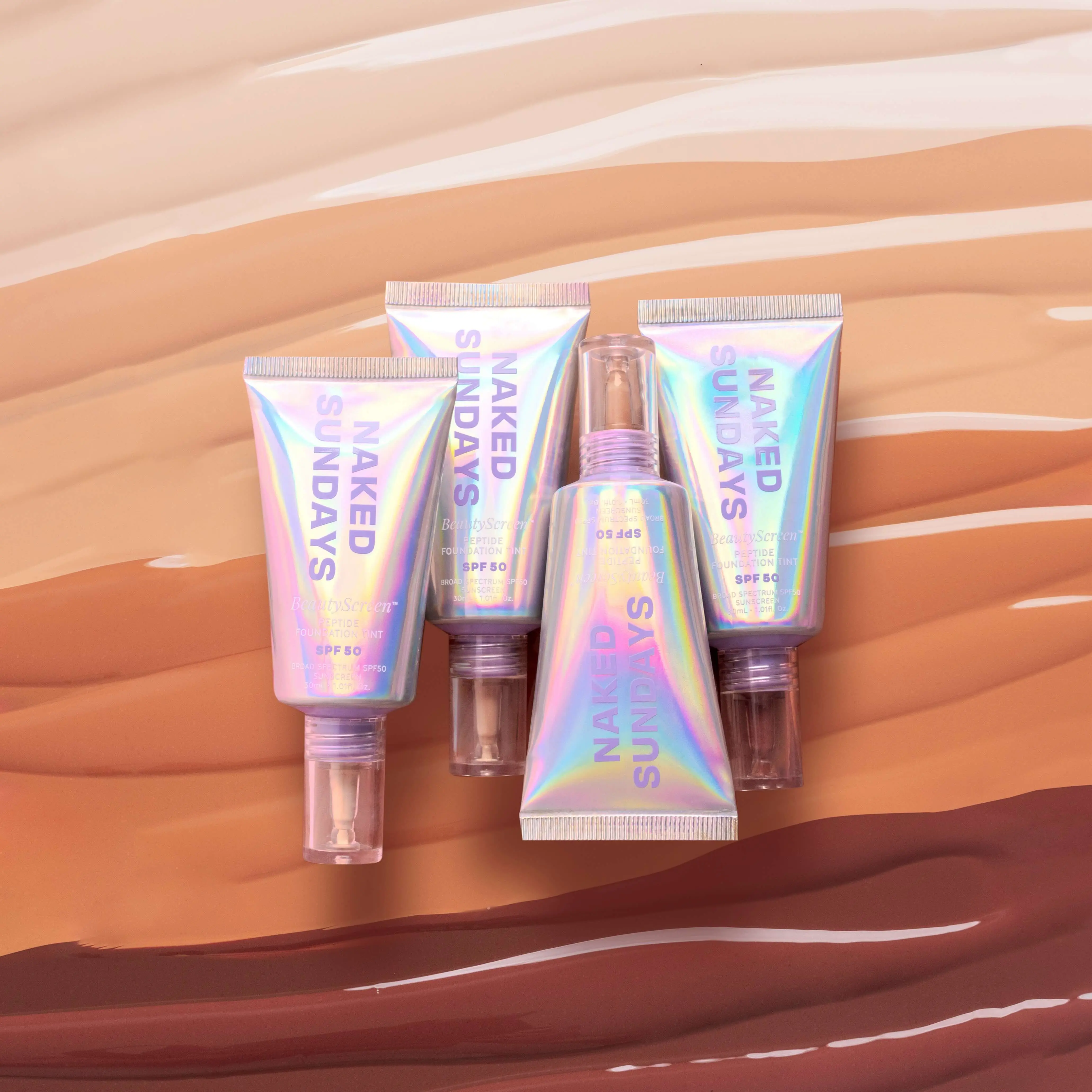 Naked Sundays BeautyScreen Peptide Sunscreen Tint SPF50 Lightweight Daily UV Coverage Tinted Mineral 15 Blendable Shades Moisturizing SPF Skin Tint Nourishing Hydrating Concealer