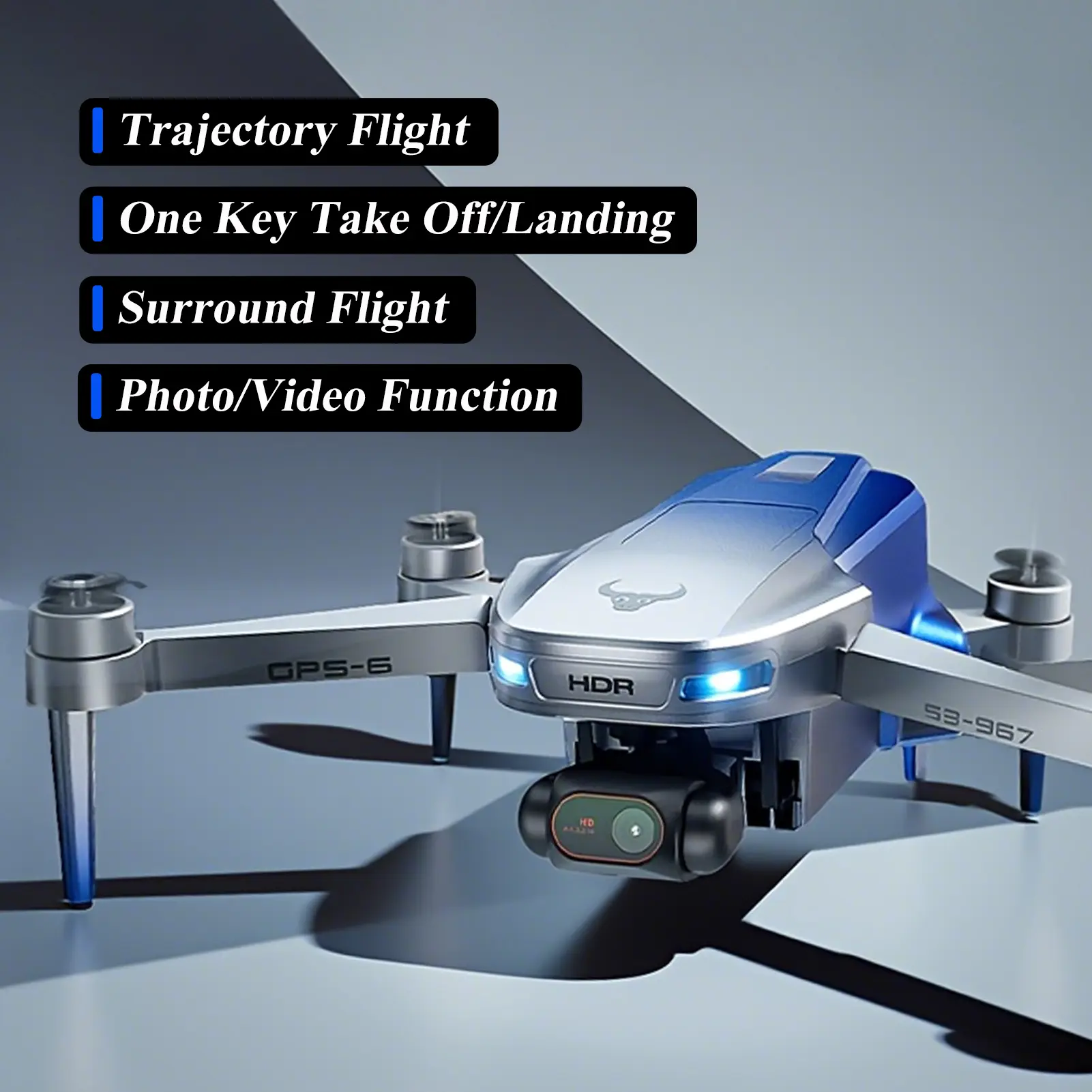 Brushless RC Drone with Parking Apron, GPS Folding Drone With 4K Dual Lens, Optical Flow Hovering, One Key Return, Height Hold Mode, Real-time Image Transmission, Modular Battery, Gesture Photography,Indoor/ Outdoor Playing