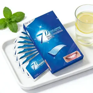7D-7 Pairs Whitening Tooth Strips, Transparent Fresh Mint Flavor, Breath Freshener, Portable Pack, Ideal for Dates