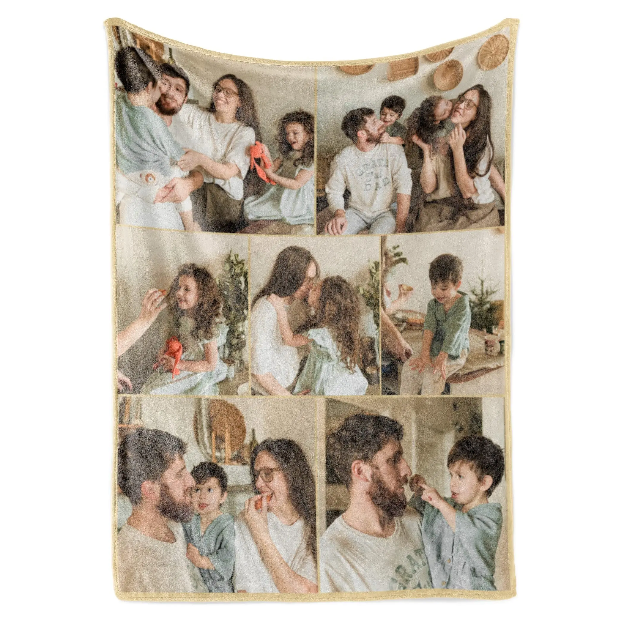 Personalized Watercolour Photo Crochet Blanket - Custom Glam, Wrinkle-Resistant, Durable Throw for Adults' TV Snuggles, Ideal for Gifting to Grandparents, Women's Birthday Gift, Glam Look