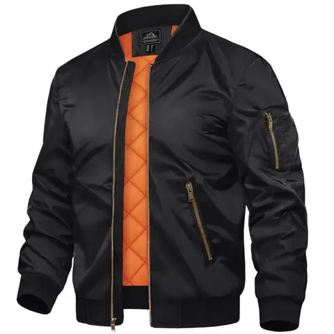 MAGCOMSEN Men's Quilted Bomber Jacket Fall Winter Jacket Warm Windbreaker Full Zip Casual Padded Coats Menswear Tops Fallfreshness Outdoorfun