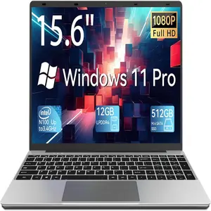 15.6 Inch Laptop, Windows 11 Pro, 12GB LPDDR4 RAM, 512GB SSD, Intel Celeron N100, FHD 1920x1080 Display, Dual-band WiFi, Bluetooth 4.2, 4K Video, Type-C, 7.6V/6500mAh Battery