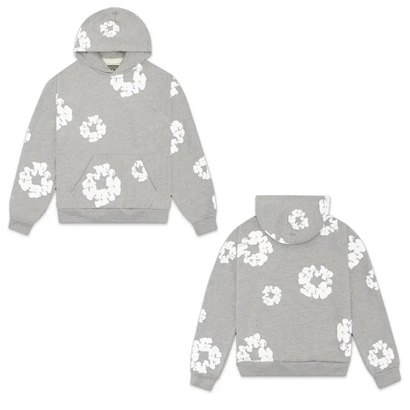 Grey hoodie (white floral wreath)