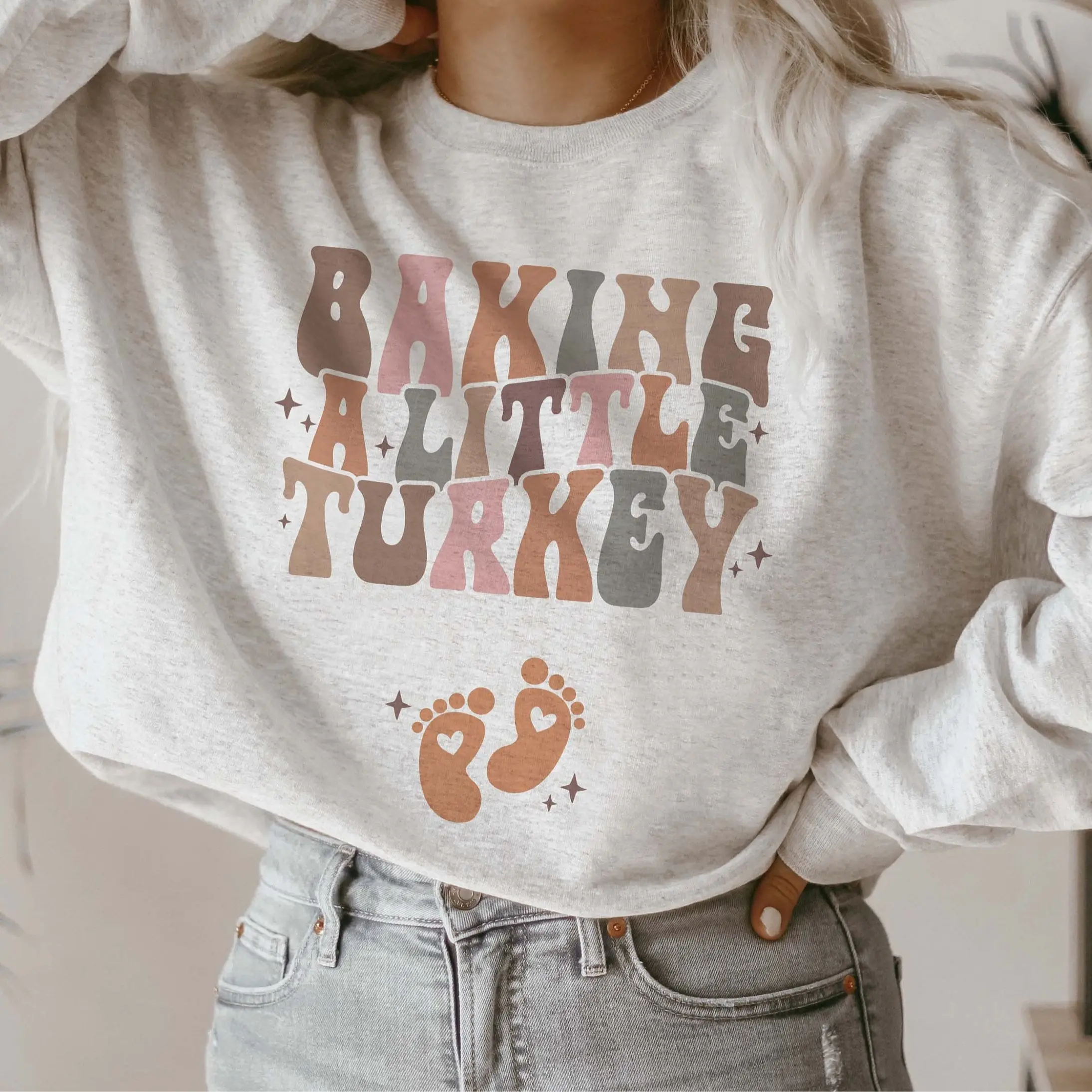 Baking a little Turkey Pregnancy Announcement Sweatshirt Fall Maternity Sweater Autumn Baby Reveal Outfit Thanksgiving Maternity Sweat Shirt