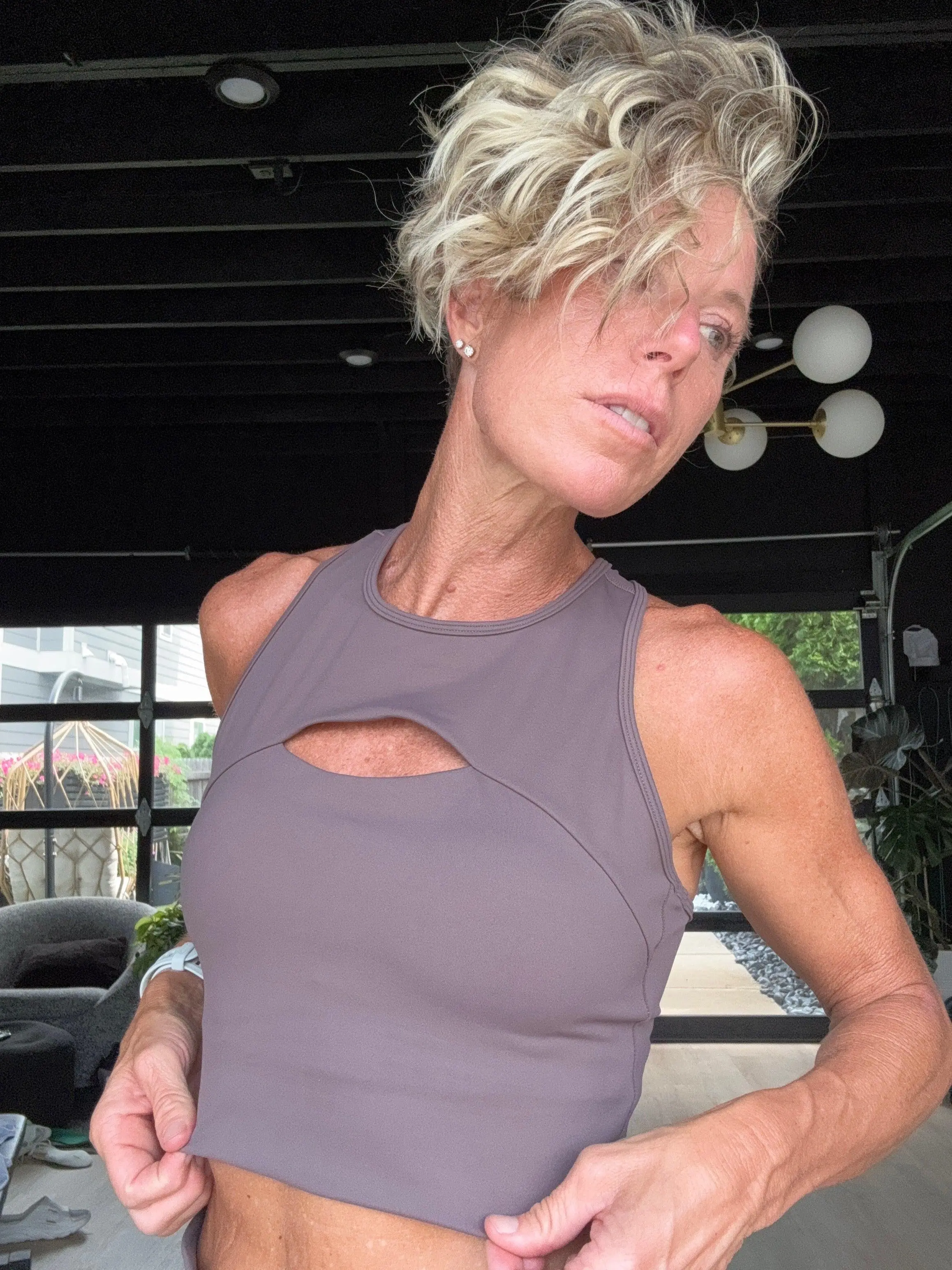 Cutout Longline Bra Top Mocha Mist