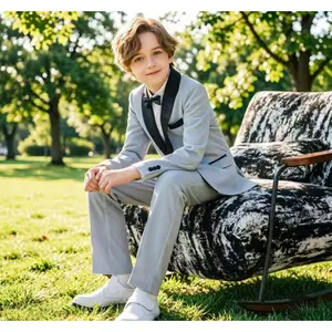 Shiny Sequined Suit Set for Boys, Featuring a Solid Color Tuxedo, Perfect for Performances, Piano Recitals, And Modeling, Includes a Jacket And Trousers