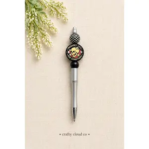 “Probably Late for Something” Skull Beaded Pen