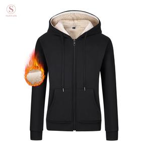 Yimoon Women's Sherpa-Lined Long Sleeve Zip-Up Hoodie, Casual Slip-On, Winter Warm Fleece Jacket with Kangaroo Pockets, Drawstring Hood, Outdoor Womenswear