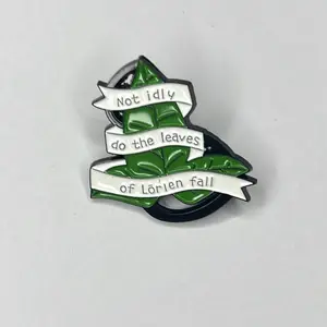 Lorien Enamel Pin - Not Idly Do The Leaves of Lorien Fall Design - Green & White Enamel Finish - Unique Accessory