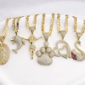 COD2053  Mariner Chain 6mm Wide 20 Inches Long with Various Pendants for You to Choose From Including Heart Dolphin and Cat Designs Personalized Necklace