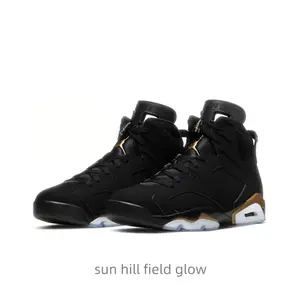 High-top basketball shoes are black, gold, white, yellow and khaki brown