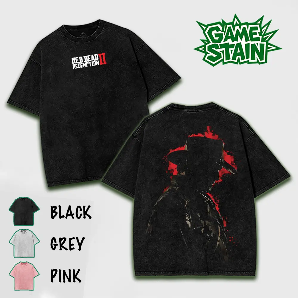 Red Dead Redemption 2 Washed Graphic Tee, Vintage Design T-shirt gifts men shirt Cotton Fabric Soft Top Menswear streetwear Unisex Clothes