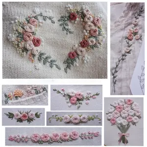 Heart Shape & Flower Embroidery Stitch & Sticker for Crafting Projects Enhance Your Creations with Unique Designs Ideal for Enthusiasts