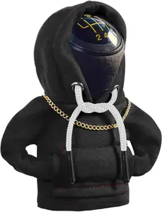 Car Gear Shift Hoodie, Funny Mini Hoodie Car Decor, Winter Warm Universal Fit Shift Knob Cover, Automotive Interior Decoration Accessories Gift (Black)