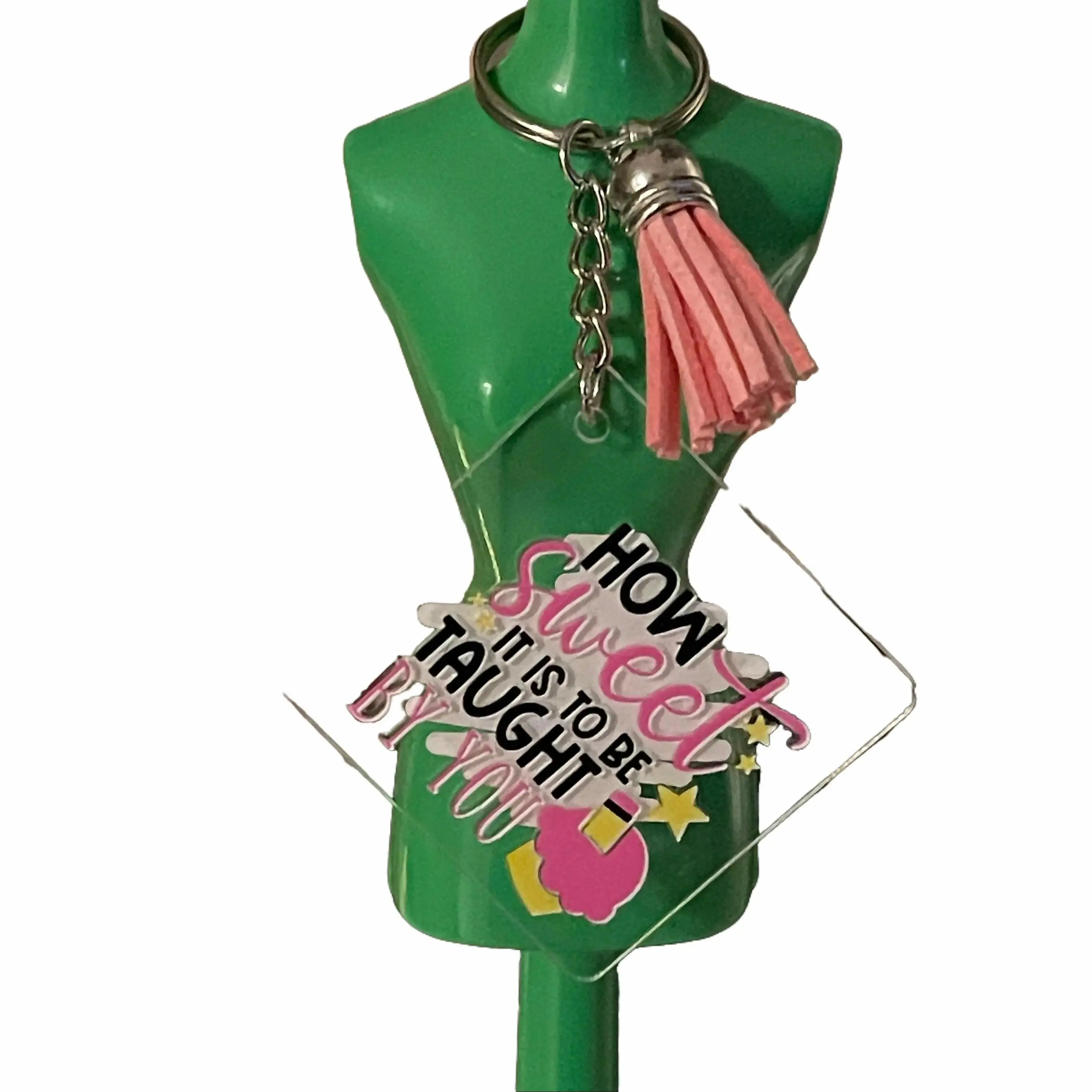 How Sweet it is to be Taught by You Inspirational & Funny Teacher Appreciation Acrylic Keychains with Durable UV Stickers and Tassel 1.96" Square