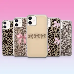 Leopard Phone Case Cheetah Print Coquette Cover for iPhone 16, 15, 14, 13, 12, 11, Samsung S24, S23FE, S22, A15, A54
