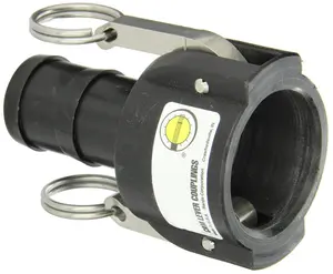 Banjo 150C Polypropylene Cam & Groove Fitting 1-1/2" Female Coupler x Hose Shank 125PSI EPDM Gasket Glass Filled