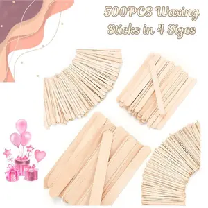 500PCS Waxing Sticks in 4 Sizes – Wooden Wax Applicator Sticks for Hair Removal on Face, Body & Legs, Multi-Size Popsicle Sticks for Waxing & DIY Crafts