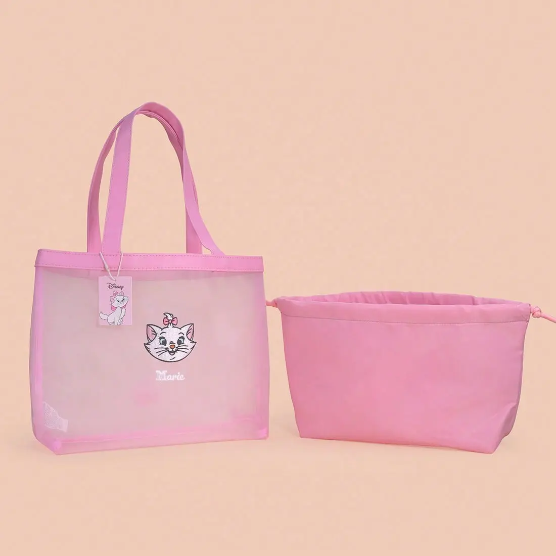 【Back to school】Disney Marie Cat Embroidered Mesh Shoulder Bag - Pink Women's Crossbody Purse, Portable Women's Crossbody & Shoulder Bags, Gift-Ready Cute Lightweight Carry for Everyday Use & Mother's Day Gifting, Casual Shoulder Bag