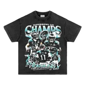 Eagles Graphic Tee, Y2K Crew Neck Streetwear T-Shirt, Unisex Crew Neck Tee, Vintage Football Graphic, Sports Player Bootleg Premium Style, Casual Cotton Fit 1 Sided