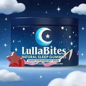 LullaBites Natural Sleep Gummies - 30 Servings-Sweet Strawberry Stars (Melatonin Free)