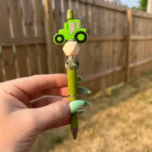 Green tractor glitter pen