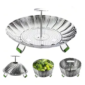 Stainless Steel Vegetable Steamer Basket, Expandable Foldable Pressure Cooker Inner Liner, Multifunctional Steamer for Vegetables, Seafood, Eggs