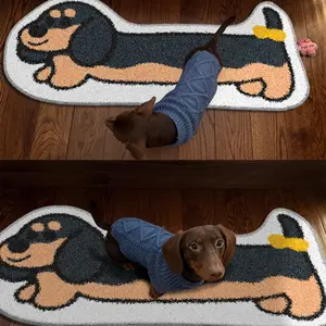 Soft Cartoon Dachshund Area Rug in and Design, Washable and Easy to Clean, Perfect for Bedroom or Living Room Decor