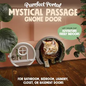 Gnome ®   Door Cat Door for Interior Doors - Stylish & Functional with No Flap, Lockable, and Easy Installation, Spacious Large Kitty Door for Cats Up to 20 lbs, Private and Comfortable Pet Door