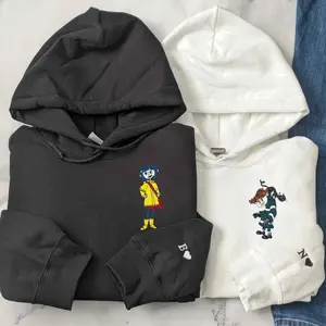 Matching Coraline Couple Hoodies – Personalized Embroidered Movie Character Sweatshirts