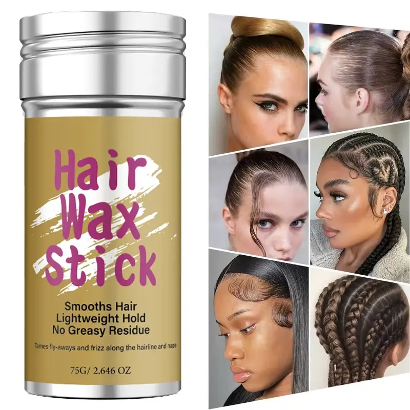 Hair Styling Products, Hair Glue Stick, Cera Para El Cabello Mujer，Smooths Hair, Lightweight Hold, Frizz Free Styling, No Greasy Residue, Tames Flyaways & Frizz Along Hairline & Nape, Flyaway Hair Tamer, Creates Perfect Hairstyle