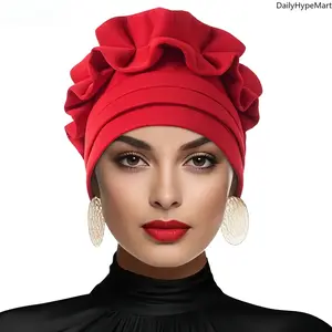 Solid Pineapple Flower Turban, Women Fashion Casual Wrap Headwear Soft Breathable