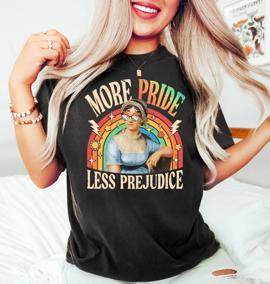 More Pride Less Prejudice Shirt, LGBTQ Shirt, Jane Austen Shirt, Proud Ally Shirt, Pride Month Shirt, Supporting Lgbt People Shirt