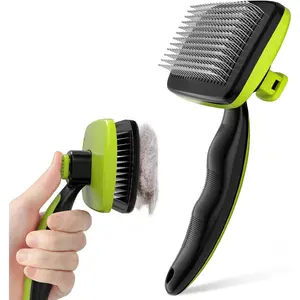 Self-Cleaning Slicker Brush for Dogs, Cats, Lightweight Dog Brush for Shedding Massaging Grooming, Cat Brush Gently Removes Loose Fur Undercoat for Small Dogs Cats Rabbits of All Hair Types slicker  brush