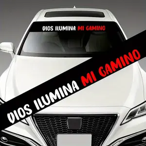 1PC 130x21CM May God Guide Me Forward Car Stickers, Sticker for Cars, Safety Driving Theme, Waterproof Vehicle Modification Decor, Suitable for Auto Front Windshield, Rear Window, Self-adhesive Vinyl Decals (with Black Background)