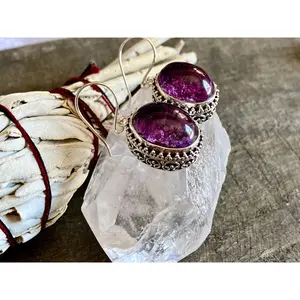 Lodolite Garden Quartz 925 Silver Handmade Earrings - Crystal Healing Meditation