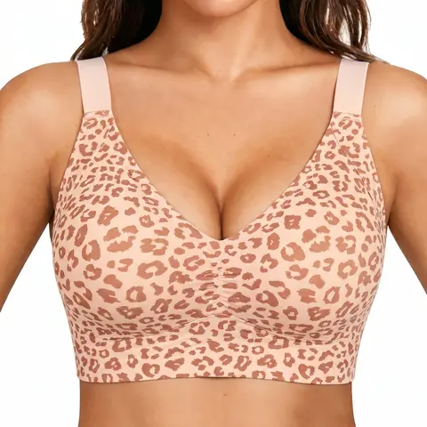 VRCOMFY Women Wirefree Bras Full Coverage No Underwire Everyday Bras – Comfortable Wireless Jelly Bra with  Push  up Adjustable
