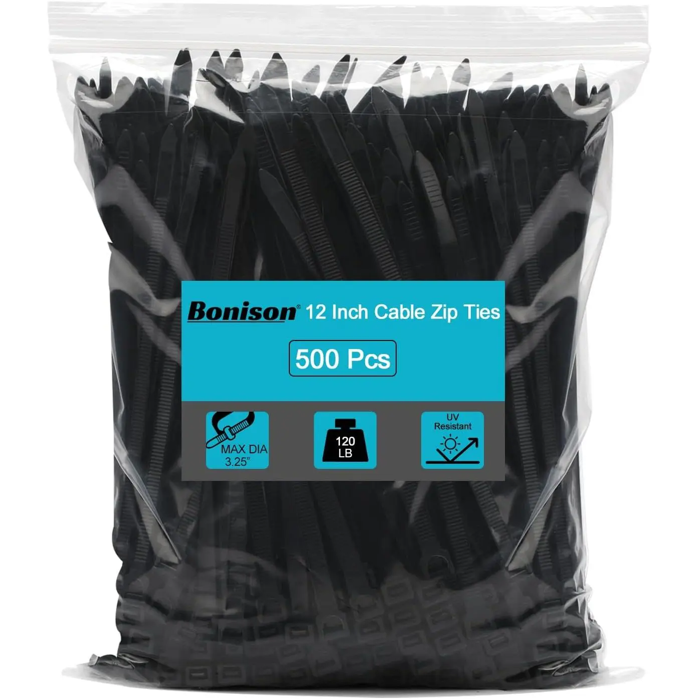 500 Pack 12 Inch Heavy Duty Zip Ties 120 lb, Black Industrial  Ties  Nylon for Indoor Outdoor, Self Locking Wire Ties for Electrical Garden Automotive Workshop