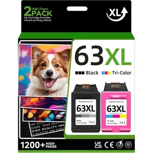 Compatible 63XL Ink  Replacement for  Officejet 3830 4650 5255 5258 Envy 4520 3634 DeskJet 1112 2132 3630, Black, Tri-color, 2-Pack