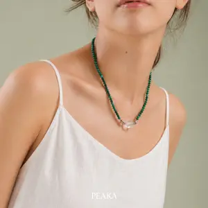 Peaka Malachite Necklace for Women, Magnetic Clasp Jewelry