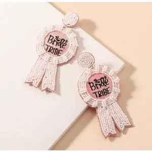 Bride Tribe Beaded Earrings - White