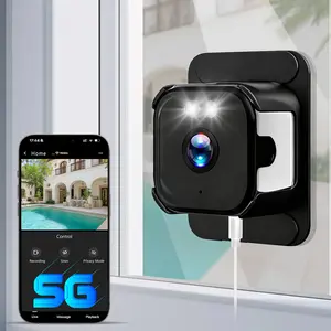 Window Security Camera No Drill Mount 2.4G/5G Dual Band WiFi Surveillance Camera Motion Alert Two Way Audio Indoor Camera for Home Apartment Office