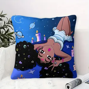 Y2K Afro Black Girl Magic Throw Pillow,Cosmic Galaxy Starry Night Print Decorative Cushion,Retro Cartoon Aesthetic Accent Pillow,Soft Square Pillow for Bedroom,Dorm,Couch & Living Room Decor,Perfect Gift for Teen Girls & Women