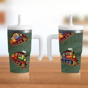 Train Spill-Proof 20oz Tumbler - Stylish Stainless Steel Mug with Silicone Straw for Kids - Portable Drinkware for School & Home