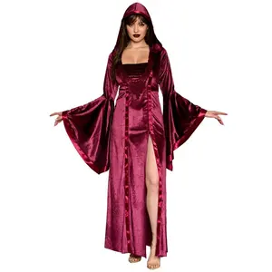 Plus Size Velvet Hooded Renaissance Maiden Costume for Women