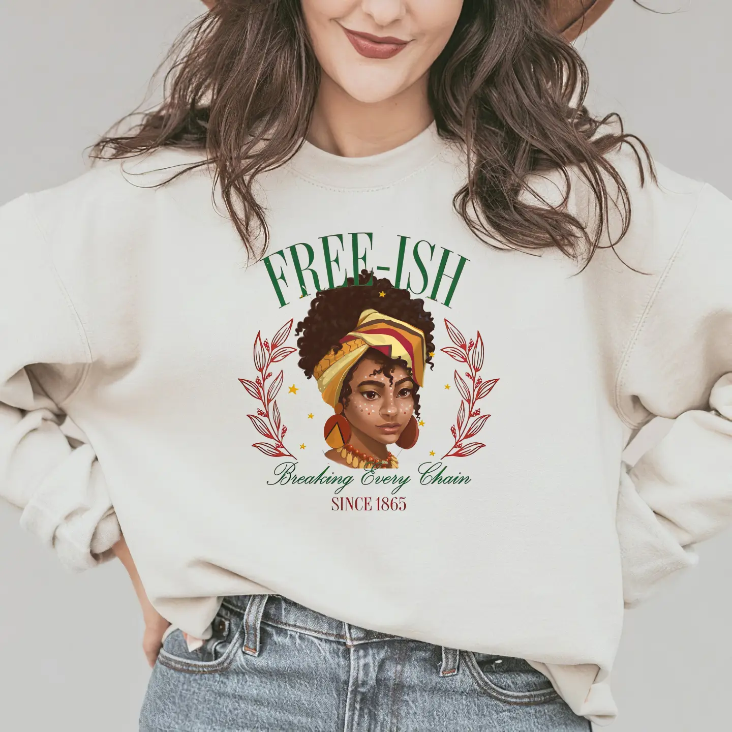 Free-ish Breaking Every Chain Since 1865 Black Women Sweater, Afro Woman, Black Queen, Juneteenth Afro Black History, Equality BLM Protest, Black History Month Sweater