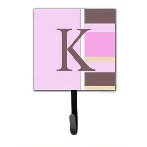 212 MAIN Pink Stripes Letter K Initial Monogram Metal Wall Hook, Home Room Decor Hanger, Leash Holder or Key Hook