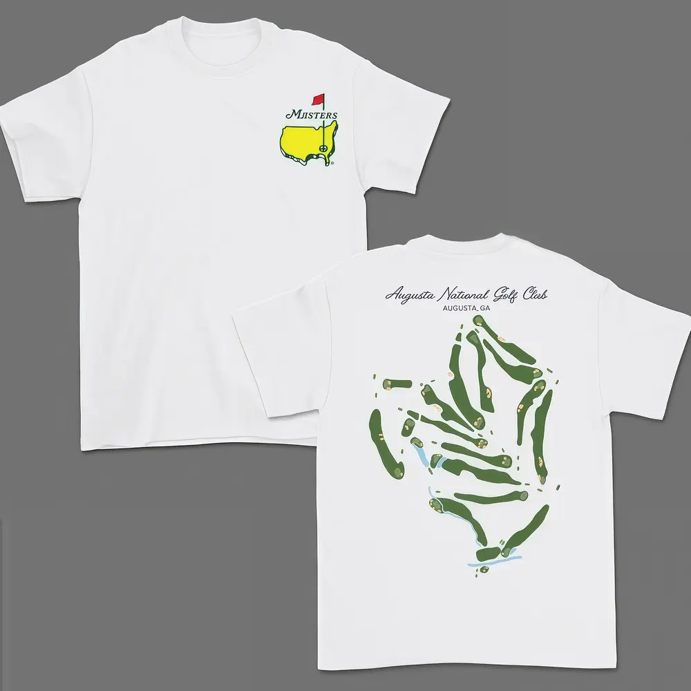 Augusta National Course Map Golf T-Shirt, for men and women, vintage unisex cotton apparel, breathable fabric sports top, Masters Tournament T-Shirt, Masters T-Shirt, crew neck