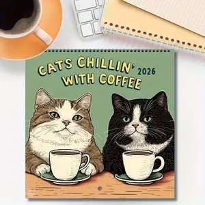 2026 Cat Calendar, Fun Reading Design, Cute Monthly Planner, Gift for Cat Lovers, Bookworms, Students, Teachers, Wall Decor