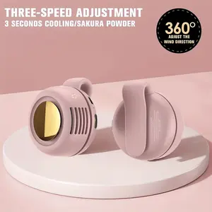 Shirt clip fan, new portable, silent mini bladeless clip fan, three-speed adjustable, unique bladeless neck design, suitable for outdoor, office, travel and gym use. (Pink)